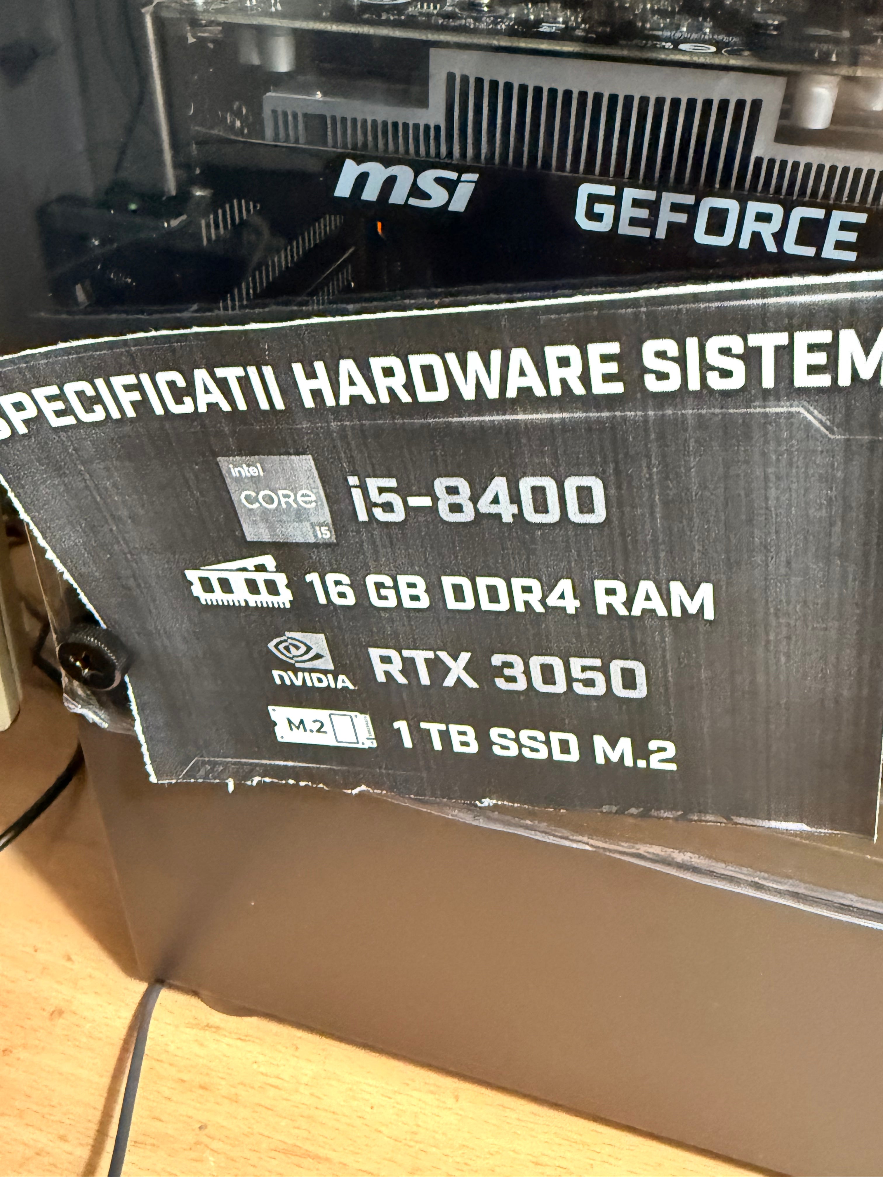 I5-8400, RTX 3050 ,16GB DDR4 RAM ,1 TB ssd m2 kingston